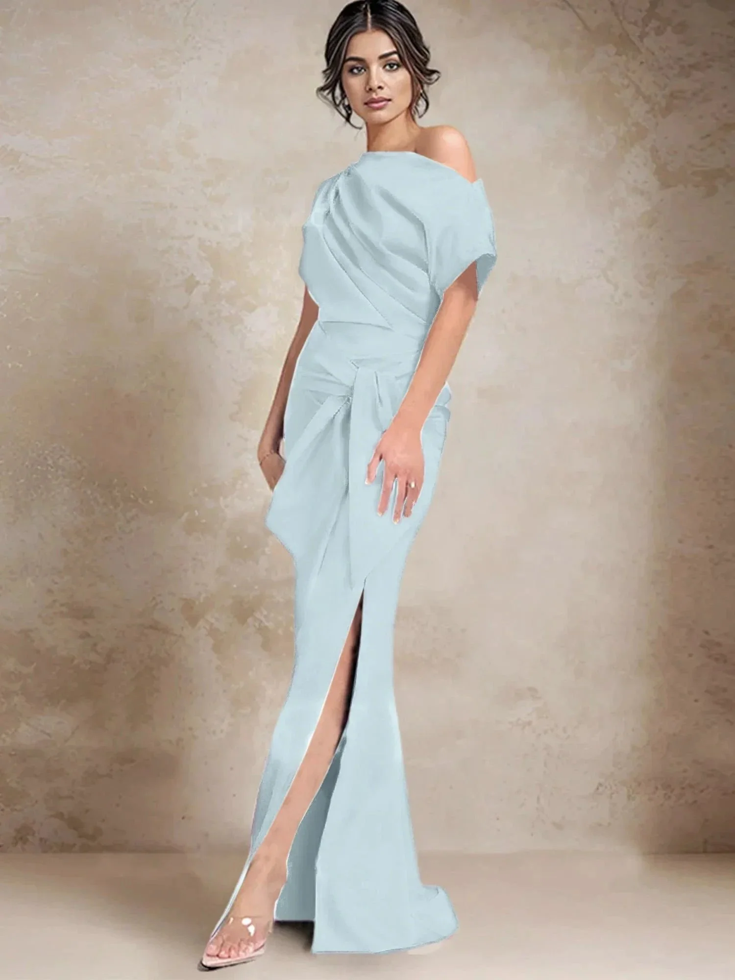 Trumpet/Mermaid One-Shoulder Mother of the Bride Dresses with Split Side - Image 96