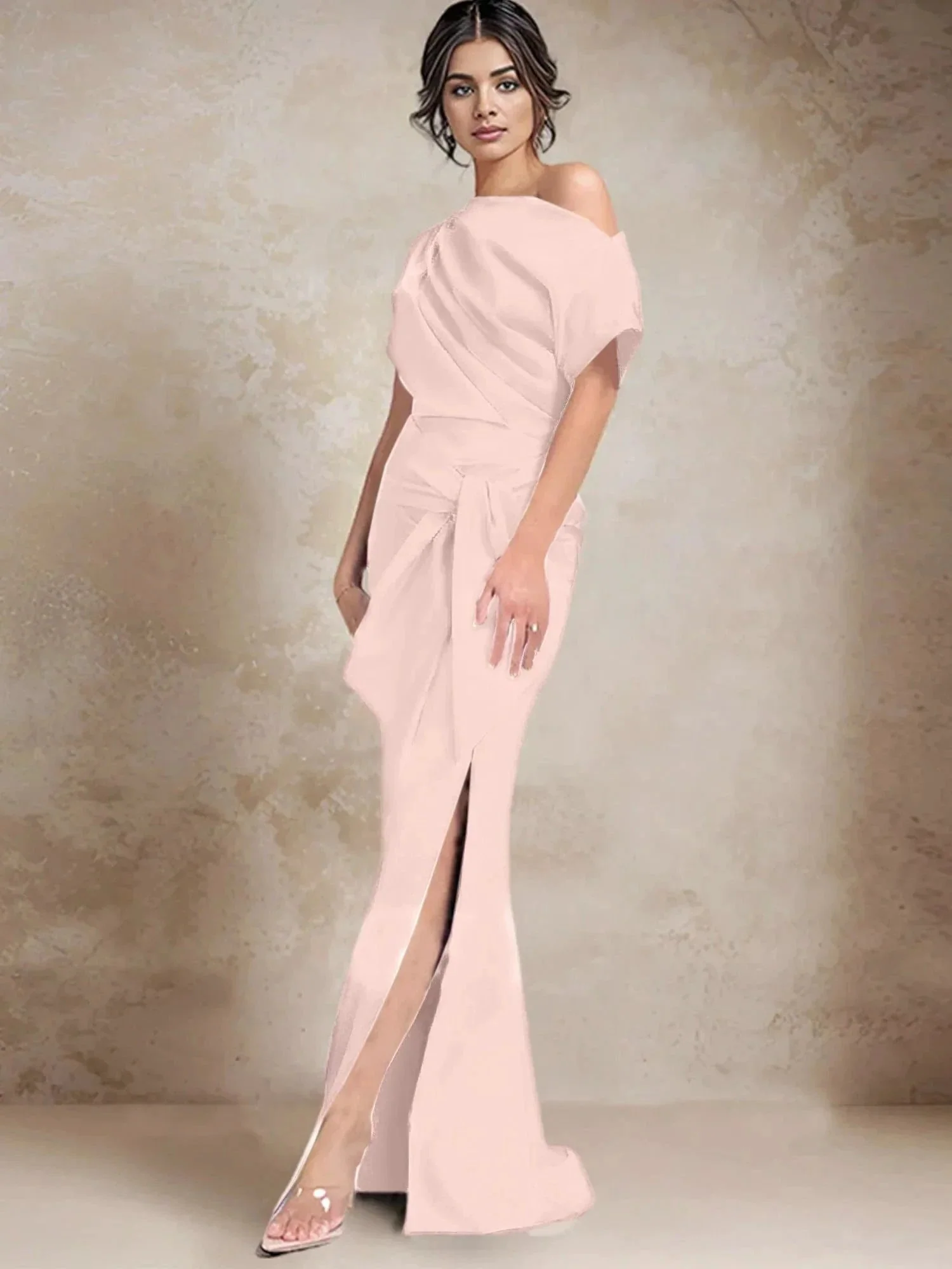 Trumpet/Mermaid One-Shoulder Mother of the Bride Dresses with Split Side - Image 99