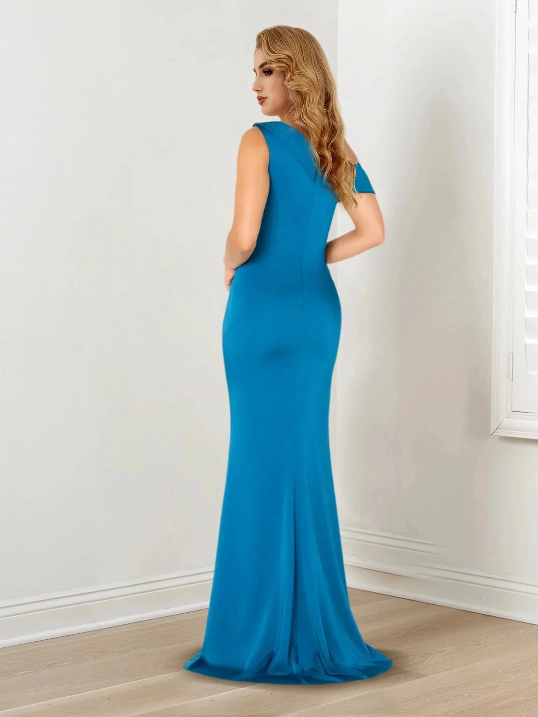 Trumpet/Mermaid One-Shoulder Sleeveless Mother of the Bride Dresses With Shawl - Image 2