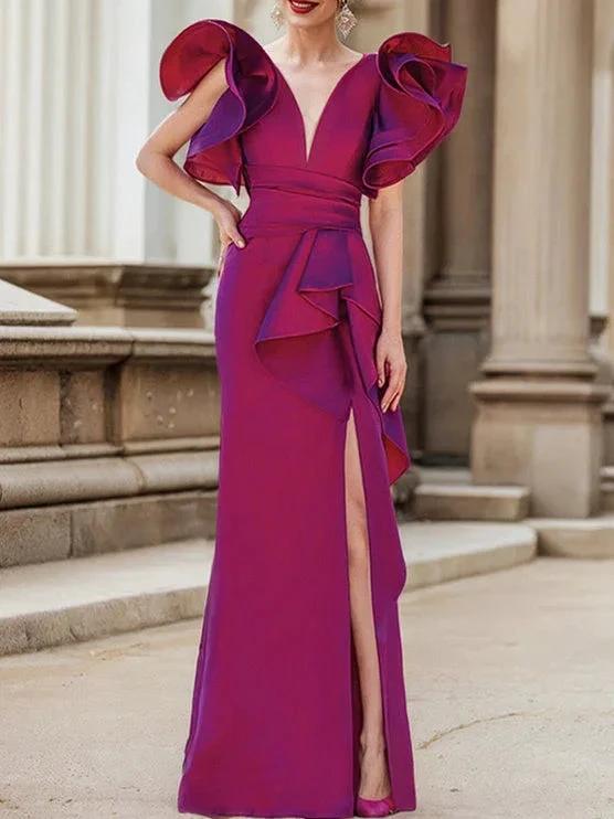 Trumpet/Mermaid V-Neck Floor-Length Mother of the Bride Dresses - Image 3