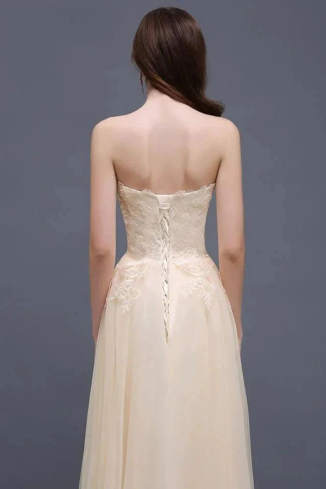 Tulle Aline Floor Length Appliques Prom Dress - Image 2