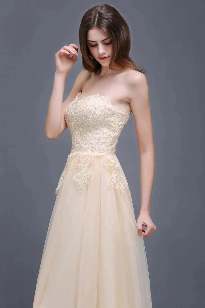 Tulle Aline Floor Length Appliques Prom Dress - Image 3