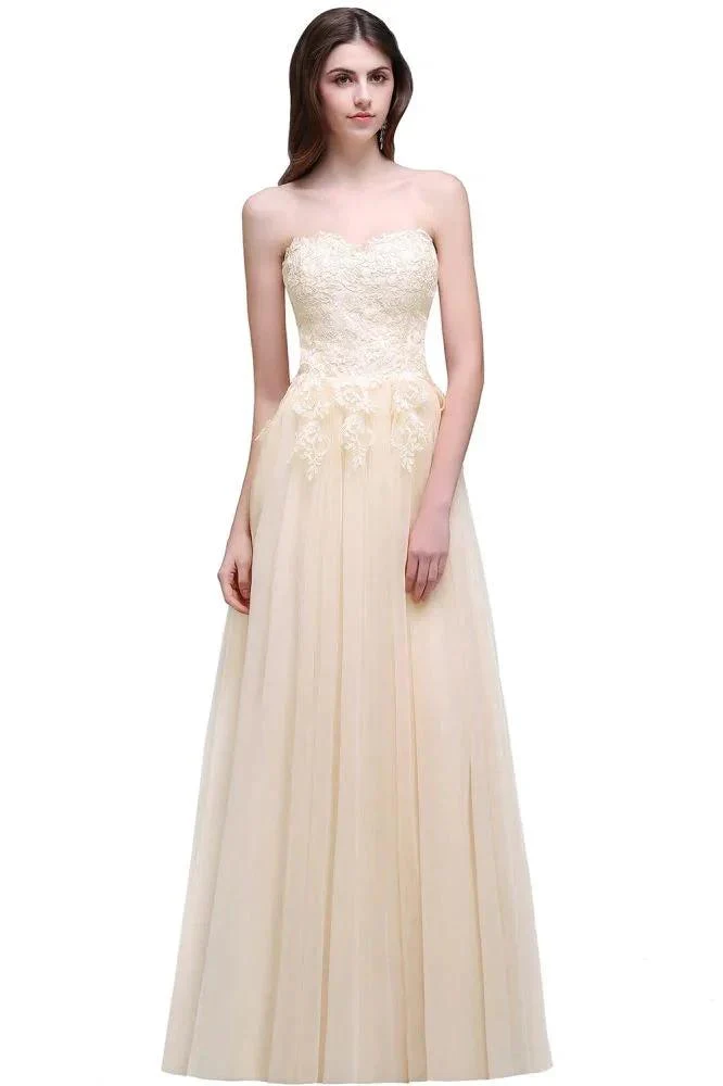 Tulle Aline Floor Length Appliques Prom Dress - Image 4