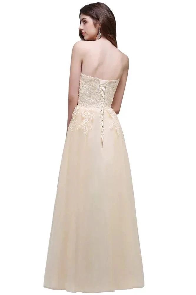 Tulle Aline Floor Length Appliques Prom Dress - Image 5