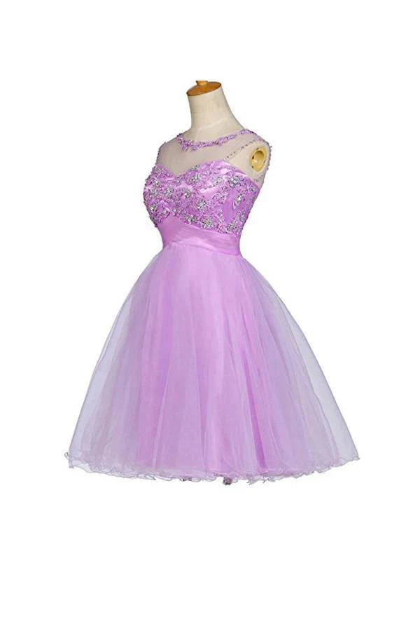 Tulle Appliques Beads Open Back Short Homecoming Dresses PG055 - Image 2