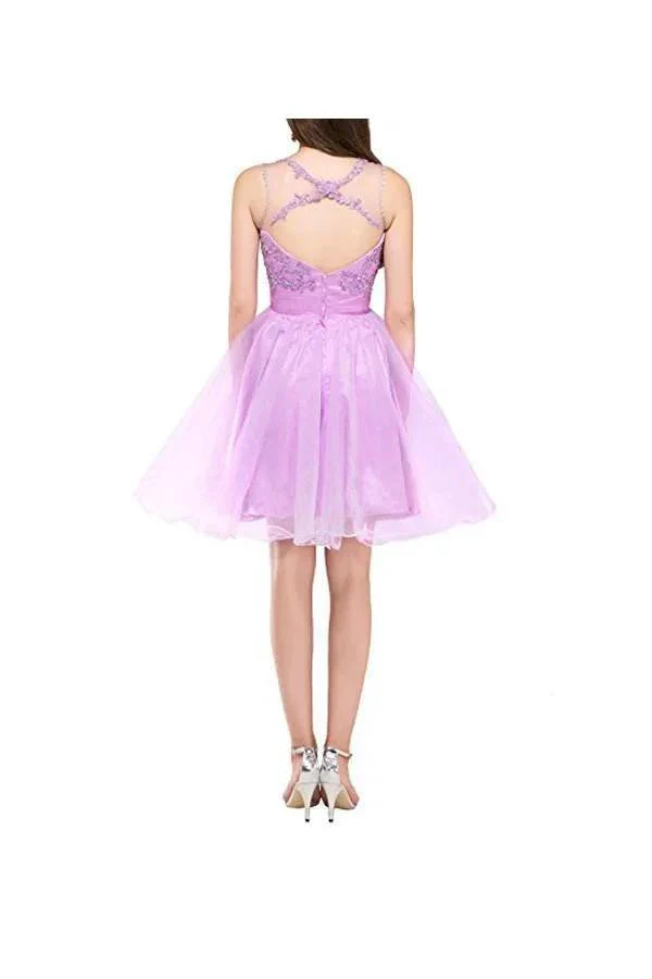 Tulle Appliques Beads Open Back Short Homecoming Dresses PG055 - Image 4