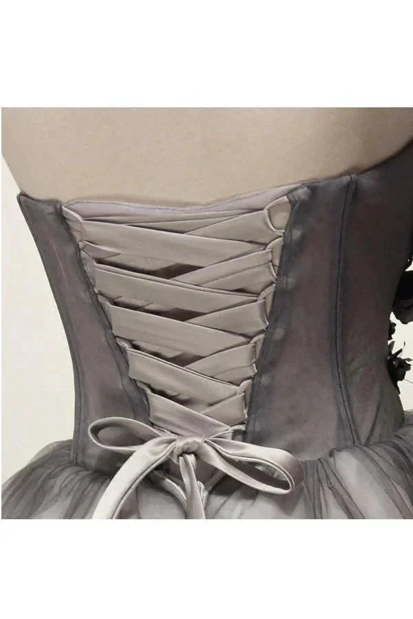 Tulle Gray Short Prom Dress Homecoming Dress Coktail Dress PG130 - Image 4