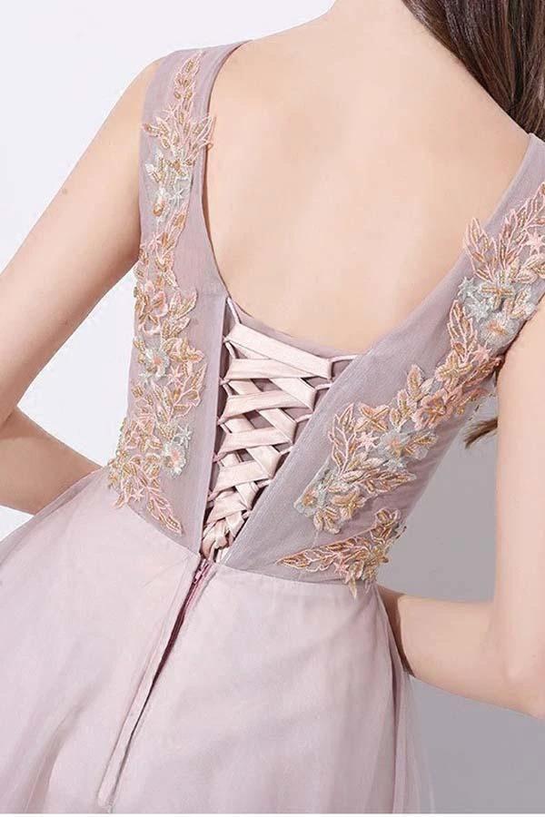 Tulle High Low V-neck Homecoming Prom Dress Sleeveless PD093 - Image 3