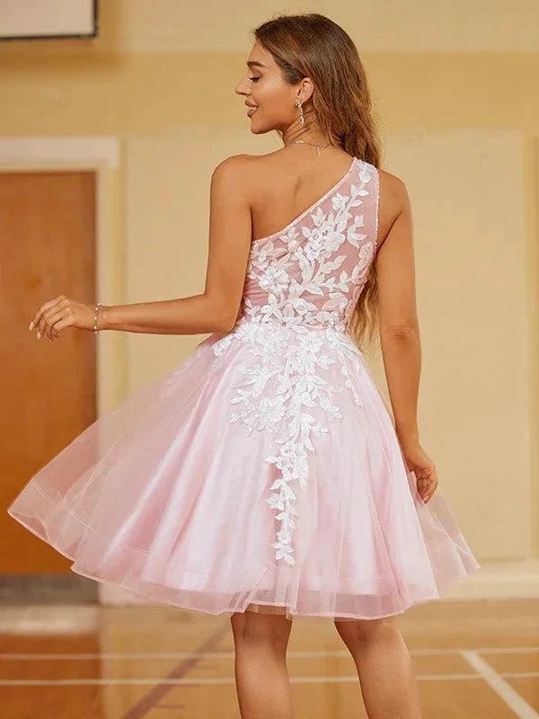 Tulle Homecoming Dresses One Shoulder Short Prom Dress SYH48 - Image 2