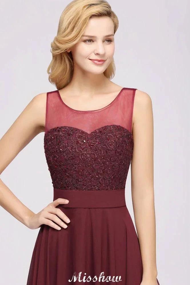 Tulle Lace Beadings Jewel Sleeveless Floor-Length Bridesmaid Dresses A-Line Chiffon Tulle Party Dress - Image 4