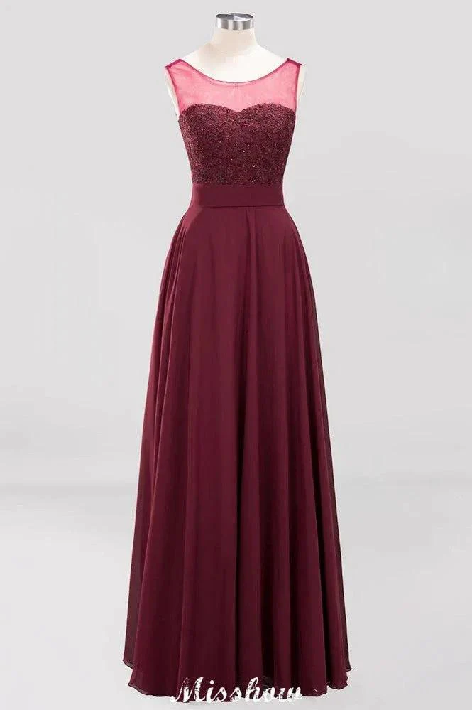 Tulle Lace Beadings Jewel Sleeveless Floor-Length Bridesmaid Dresses A-Line Chiffon Tulle Party Dress - Image 5