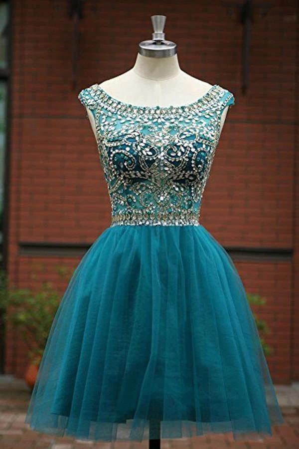 Tulle Scoop Neckline A Line Homecoming Dresses Prom Dresses PG050 - Image 3