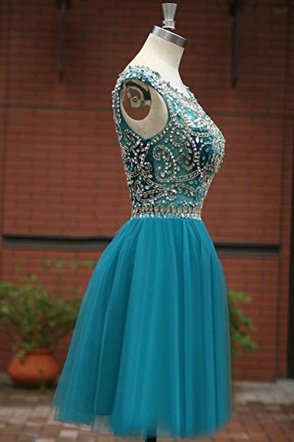 Tulle Scoop Neckline A Line Homecoming Dresses Prom Dresses PG050 - Image 4