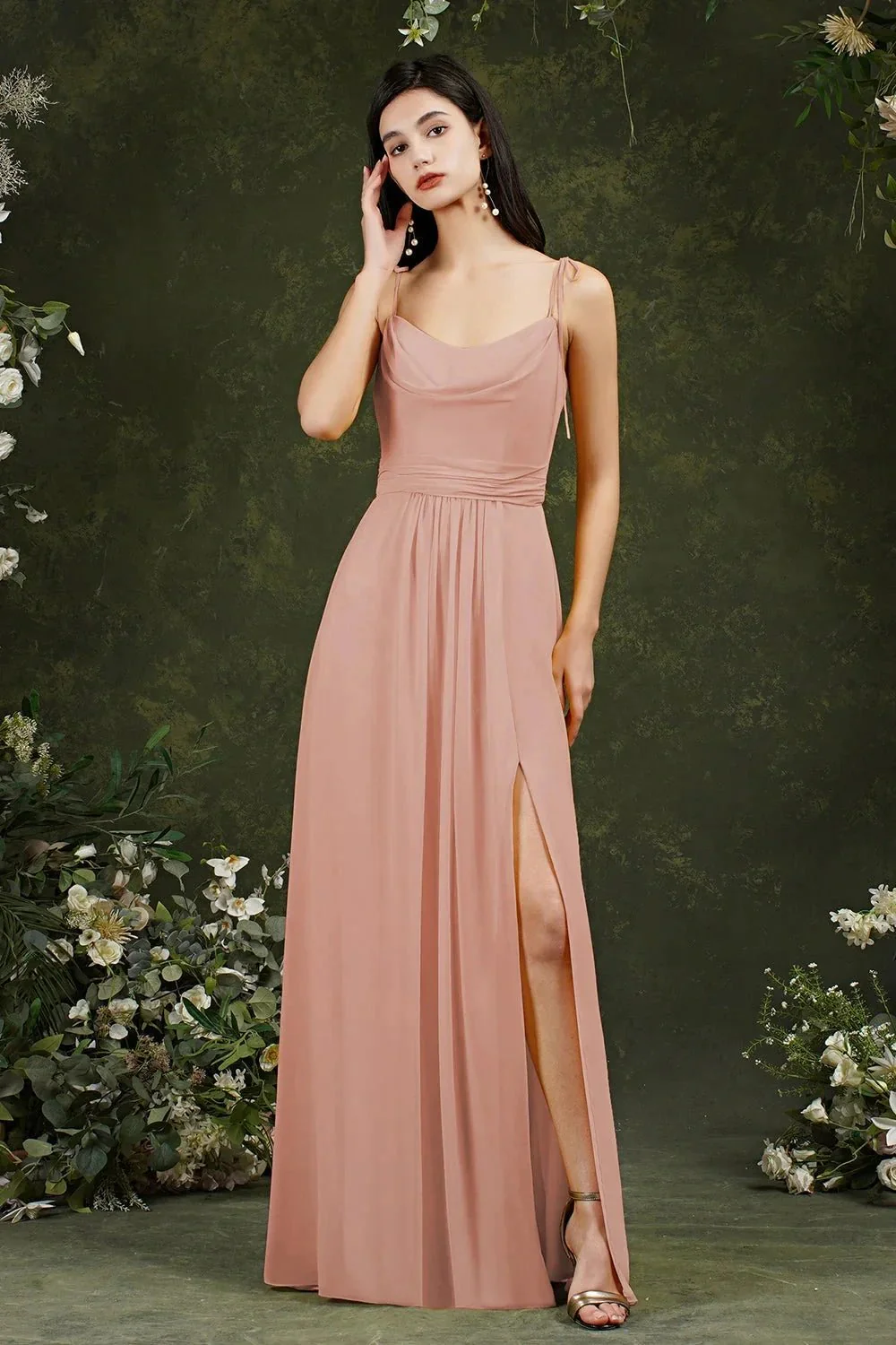 Tulle Spaghetti strapes Aline Split Front Prom dress - Image 5