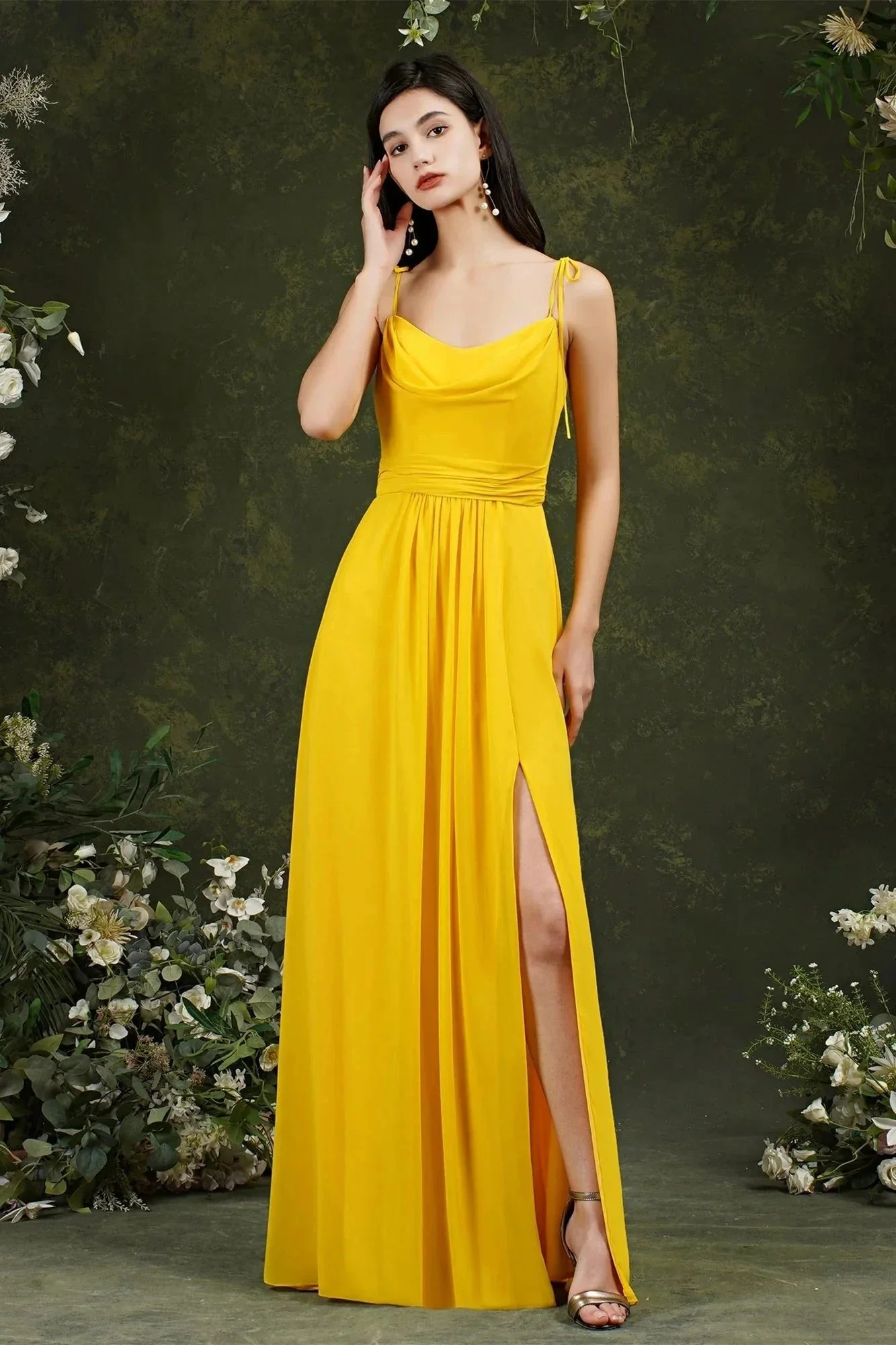 Tulle Spaghetti strapes Aline Split Front Prom dress - Image 8