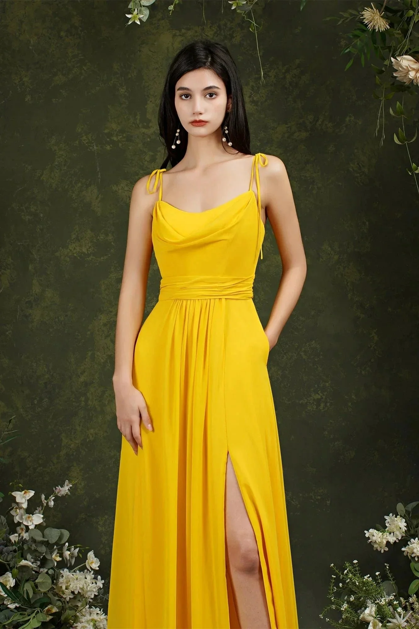 Tulle Spaghetti strapes Aline Split Front Prom dress - Image 9