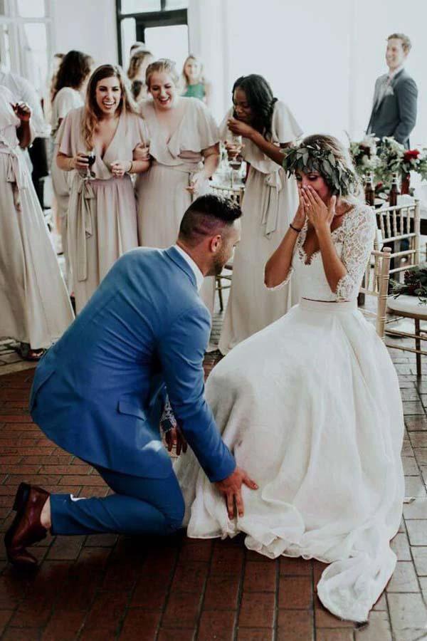 Two Piece 3/4 Sleeve Chiffon Wedding Dresses Wedding Dress  WD314 - Image 4
