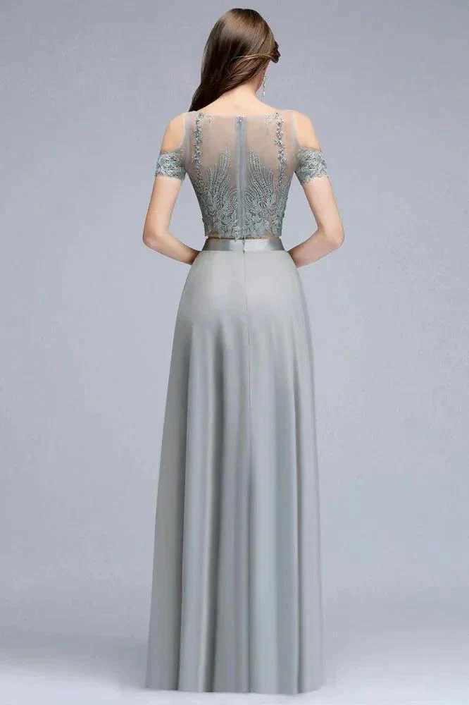 Two-piece Floor Length Appliqued Chiffon Prom Dresses - Image 2