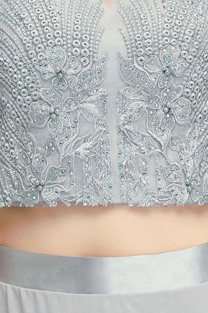 Two-piece Floor Length Appliqued Chiffon Prom Dresses - Image 8