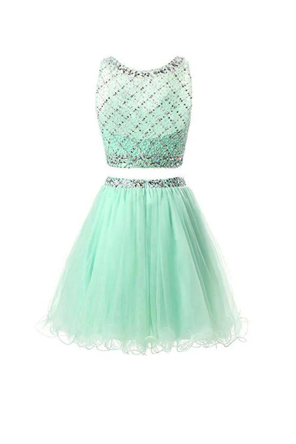 Two Piece Mint Tulle Homecoming Dresses Prom Dresses PG051 - Image 2
