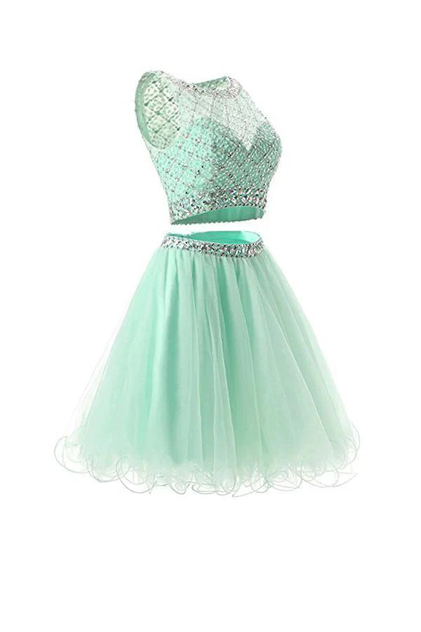 Two Piece Mint Tulle Homecoming Dresses Prom Dresses PG051 - Image 3