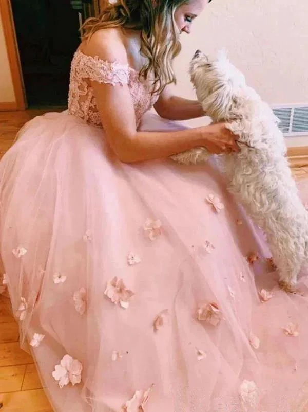 Two-piece V Neck Bridal Dresses 3D Flowers Appliqued Wedding Gowns  WD420 - Image 2