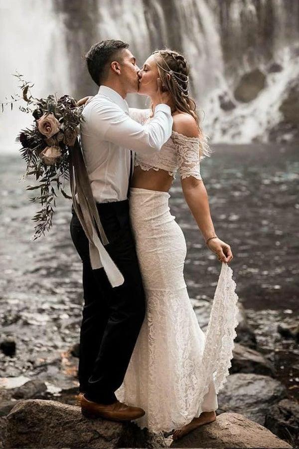 Two Pieces Lace Wedding Dresses Mermaid/Trumpet Bridal Gowns  WD559 - Image 2