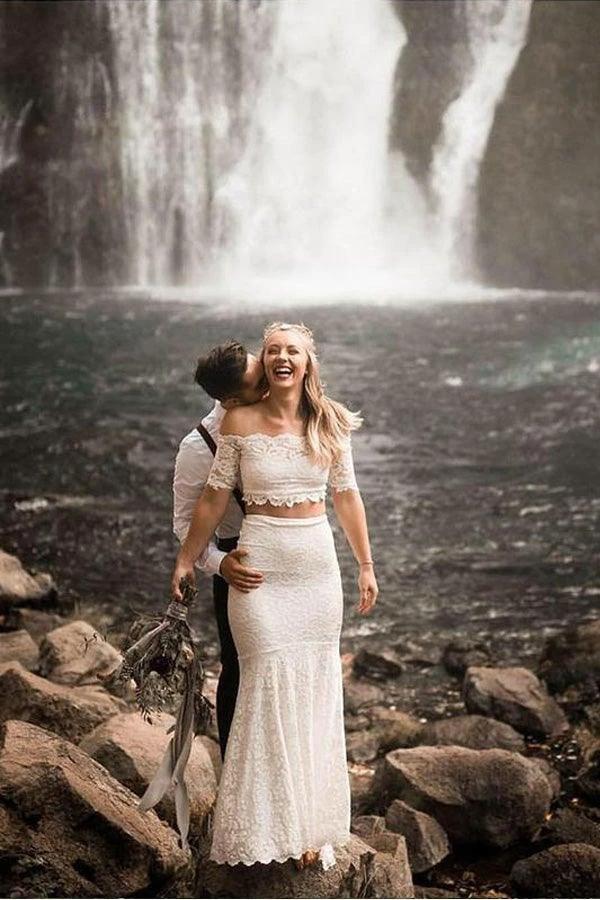 Two Pieces Lace Wedding Dresses Mermaid/Trumpet Bridal Gowns  WD559 - Image 5