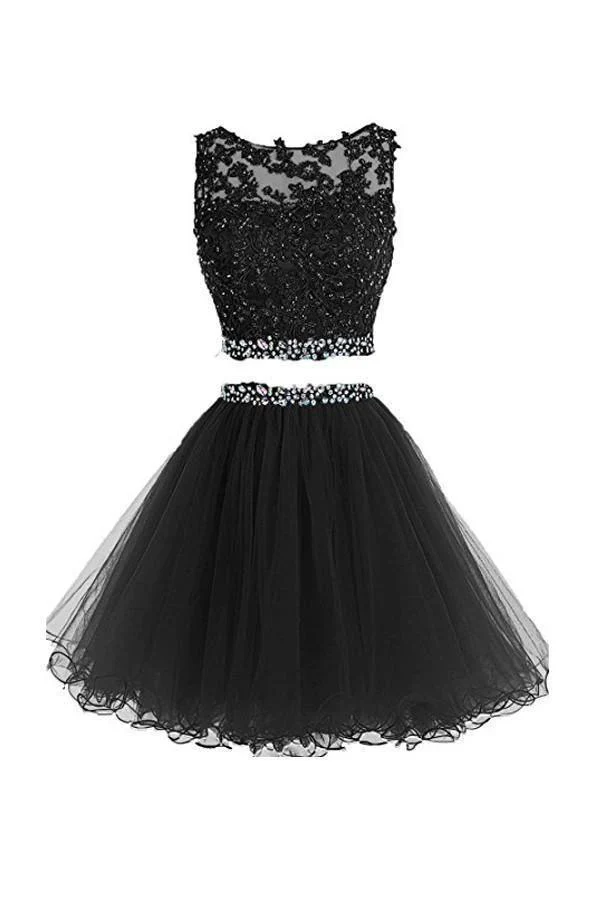 Two Pieces Prom Dresses Applique Short Homecoming Dresses PG036 - Image 5