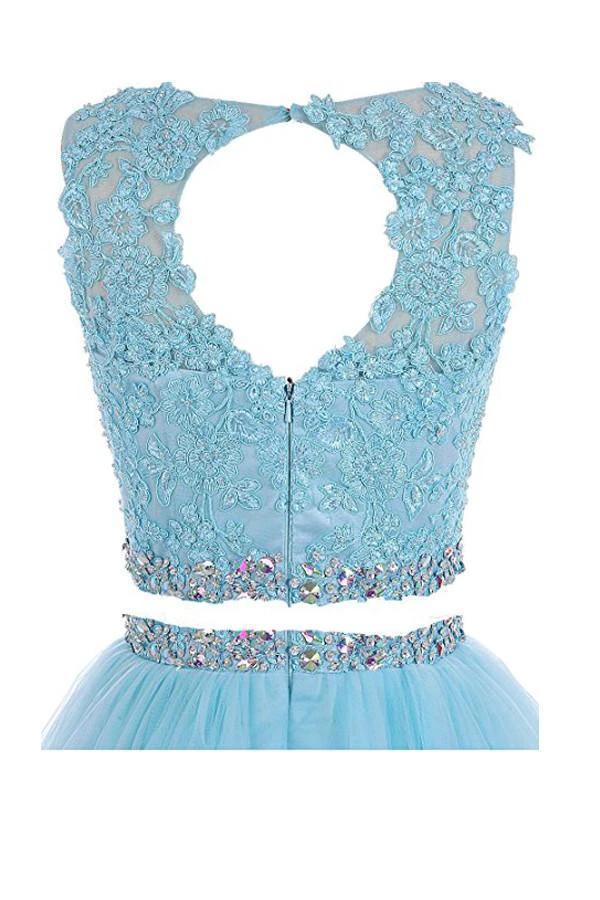 Two Pieces Prom Dresses Applique Short Homecoming Dresses PG036 - Image 7