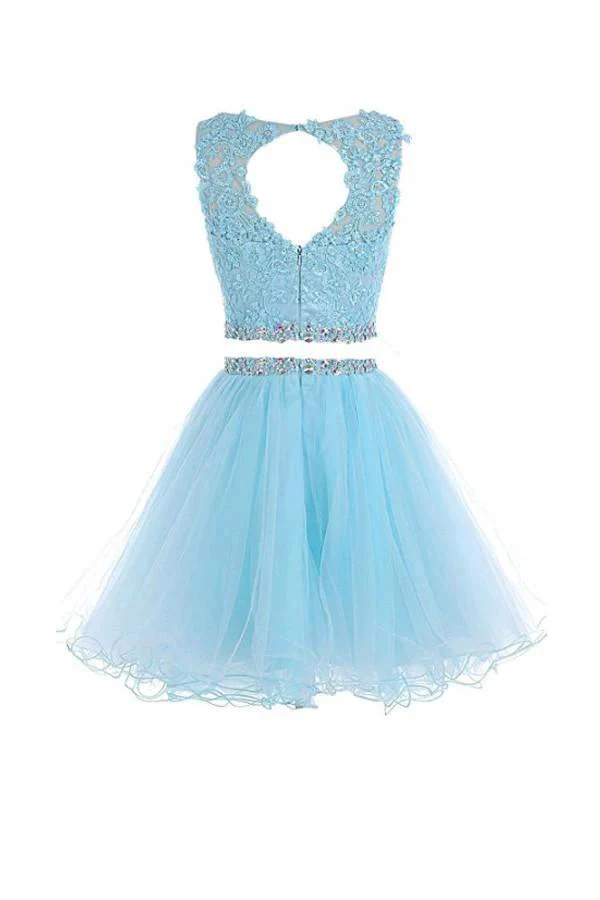 Two Pieces Prom Dresses Applique Short Homecoming Dresses PG036 - Image 8