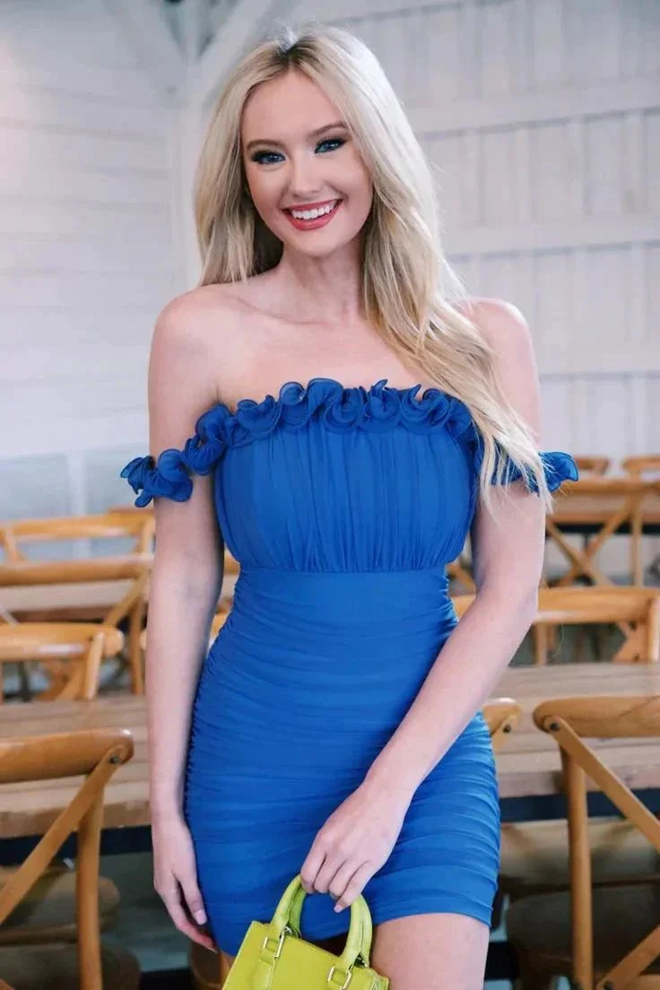 Unique Blue Off The Shoulder Homecoming Dresses Mini Tight Party Dress Dresses Y1914 - Image 2