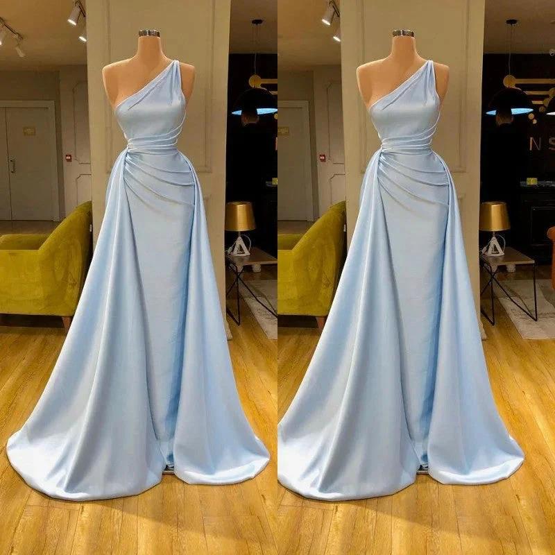 Unique Cross Sweetheart Light Blue Soft-pleated Long Prom Dress - Image 2