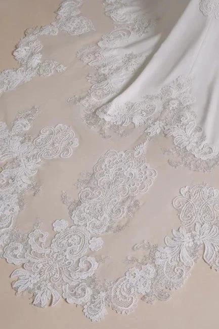 Unique Halter Sleeveless Mermaid Floor-Length Satin Wedding Dresses with Pattern - Image 8