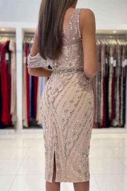 Unique One-shoulder Sleeveless Mermaid Satin Prom Dresses with Beading - Image 2