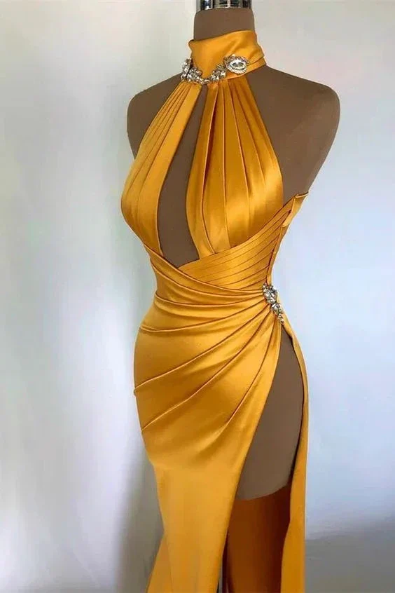 Unique Sexy Prom Dress Yellow Evening Dress Y6609 - Image 3