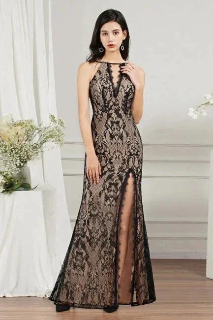 Unique V-Neck Sleeveless Mermaid Front-Split Tulle Prom Dresses with Appliques - Image 3