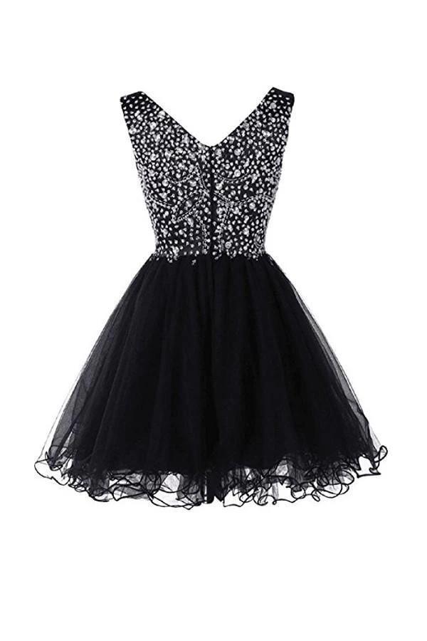 V-Neck Graduation Homecoming Dresses Beaded Tulle PG044 - Image 2