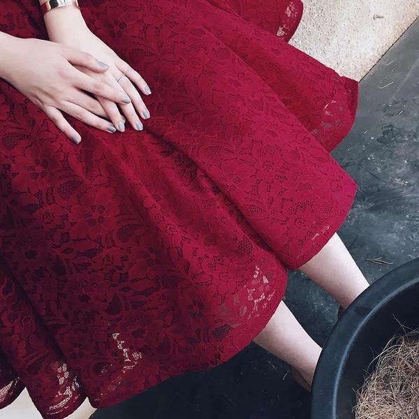 V Neck Half Sleeves Burgundy Lace Homecoming Dress Short Prom Dress PG104 - Image 5