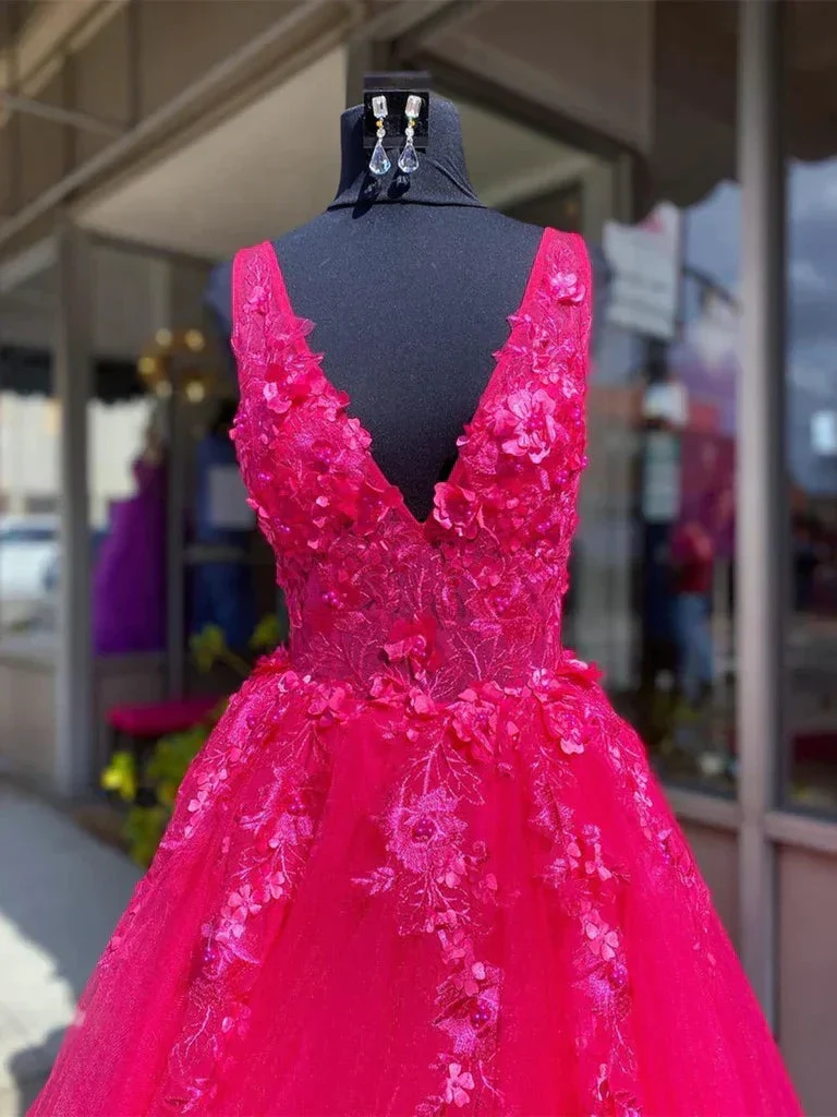 V Neck Lace Prom Dresses,V Neck Long Lace Formal Evening Dresses Y1560 - Image 2
