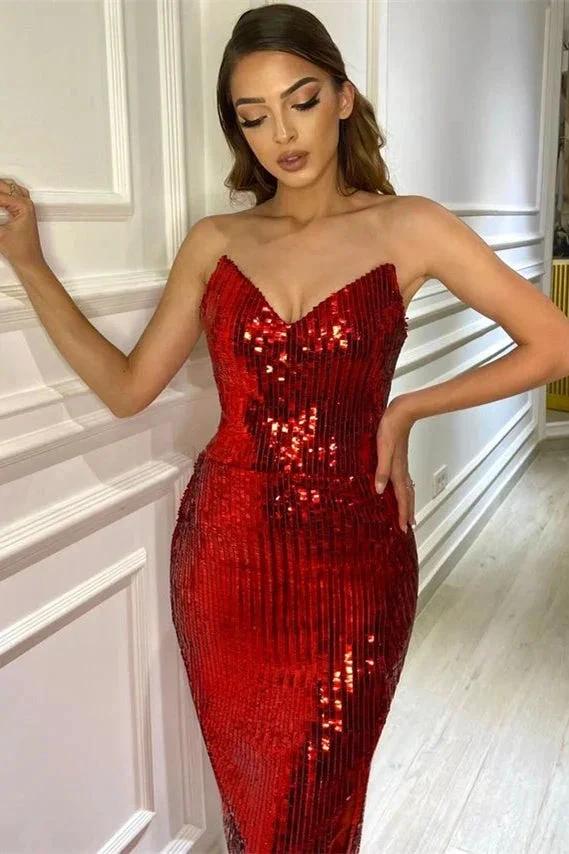 V Neck Mermaid Split Side Burgundy Long Prom Dress with Sequins - Image 4