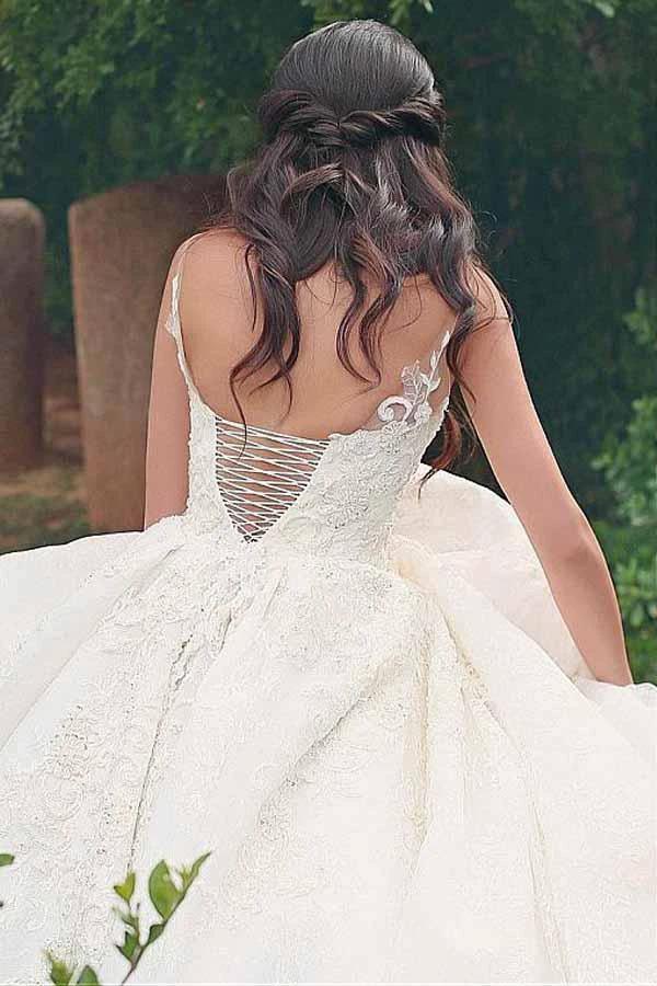V-neck Neckline Ball Gown Wedding Dresses With Lace Appliques WD187 - Image 4
