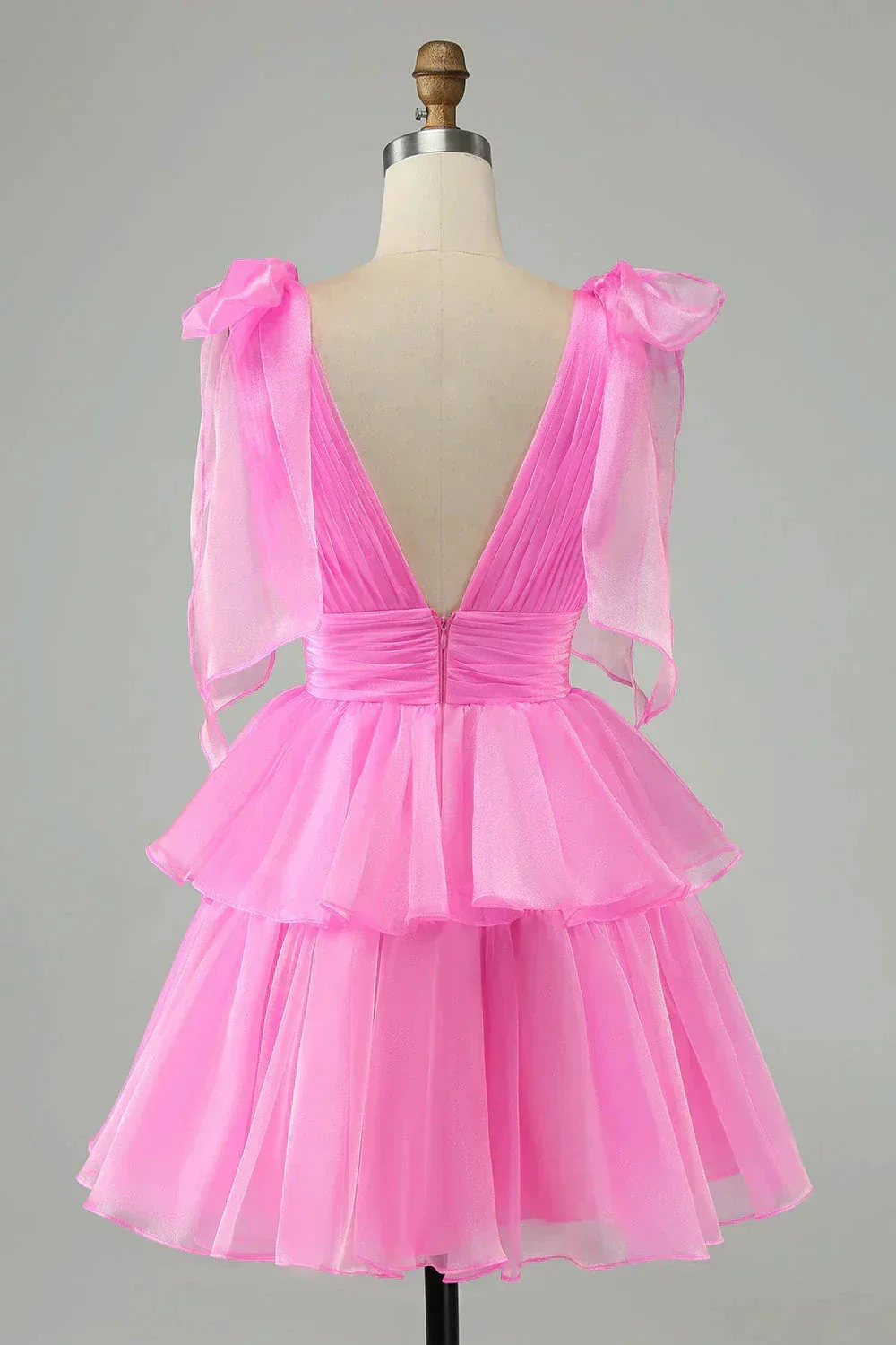 V Neck Pleated Tiered Short Homecoming Dress SYH109 - Image 2