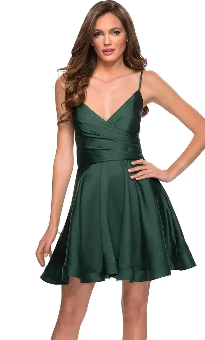 V-Neck Satin Homecoming Dress With Corset SYH73 - Image 3