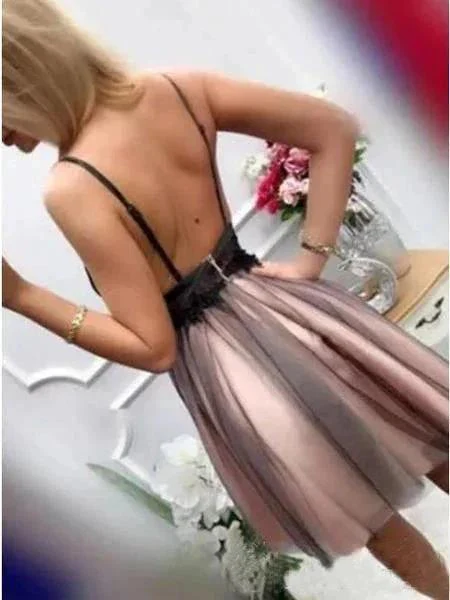 V-neck Short Homecoming Dresses  Beaded Short Formal Dress PD395 - Image 2
