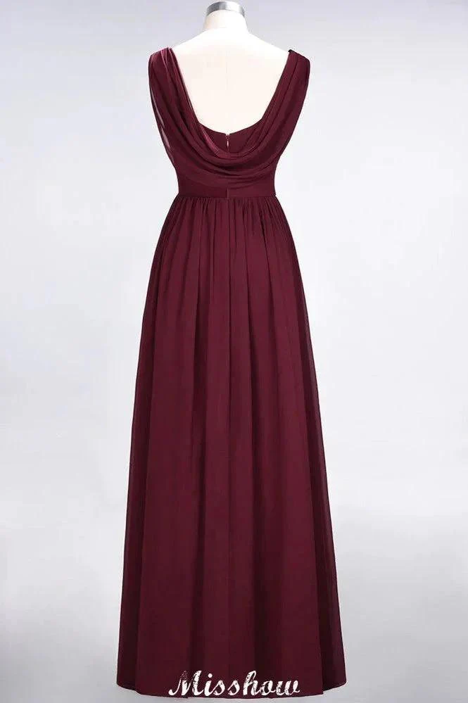V-Neck Sleeveless Floor-Length Bridesmaid Dress Aline Ruffles Chiffon Party Gown - Image 2