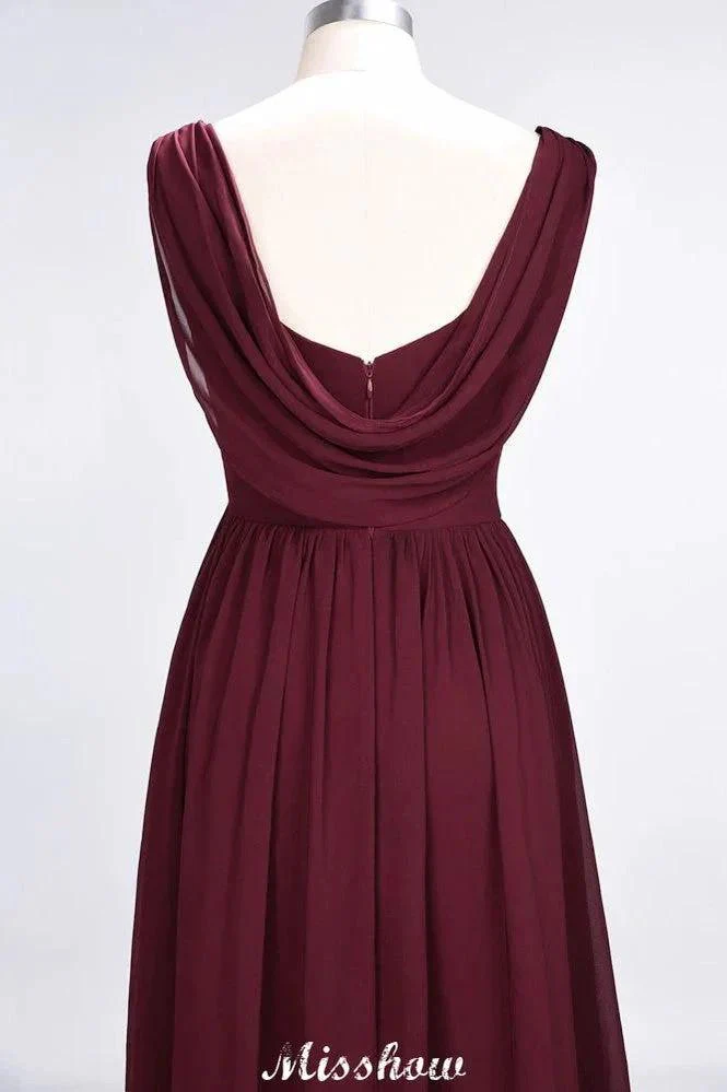 V-Neck Sleeveless Floor-Length Bridesmaid Dress Aline Ruffles Chiffon Party Gown - Image 6