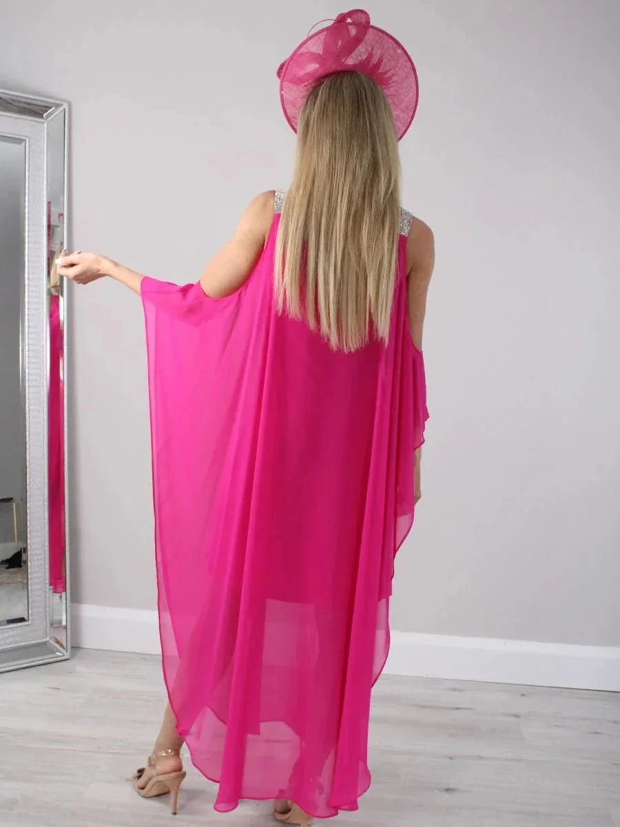 V-Neck Sleeveless Ankle-Length Mother of the Bride Dresses with Diamanté - Image 2