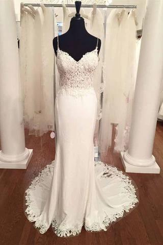 V-Neck Vintage Lace Mermaid Backless  Beach Wedding Dress WD199 - Image 2