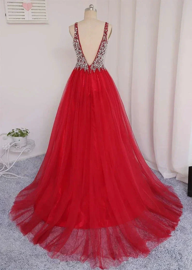 V Neckline Prom Dress Tulle Skirt Evening Dress Graduation Party Dress Formal Dress Dresses For Prom Special Occasion Dress Y792 - Image 3